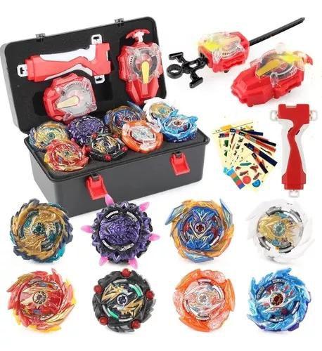 Beyblade Maleta Kit Com 8 Beyblade + Lançador Dupla Rotação - z3